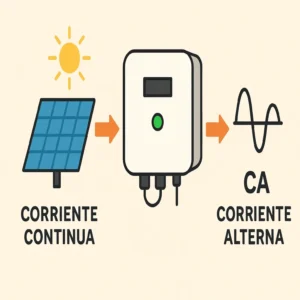 Funcionamiento placas solares. Corriente continua a corriente alterna