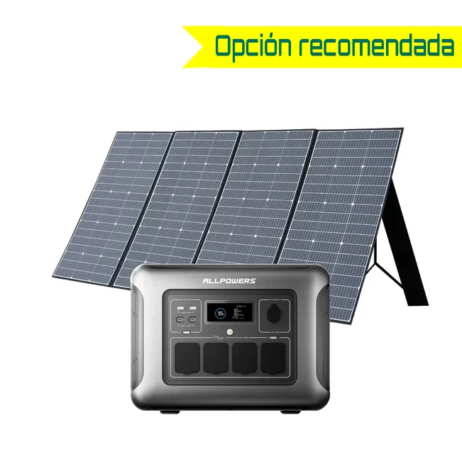 Generador solar ALLPOWERS R1500 LITE con panel solar SP037 de 400W para camper de uso frecuente