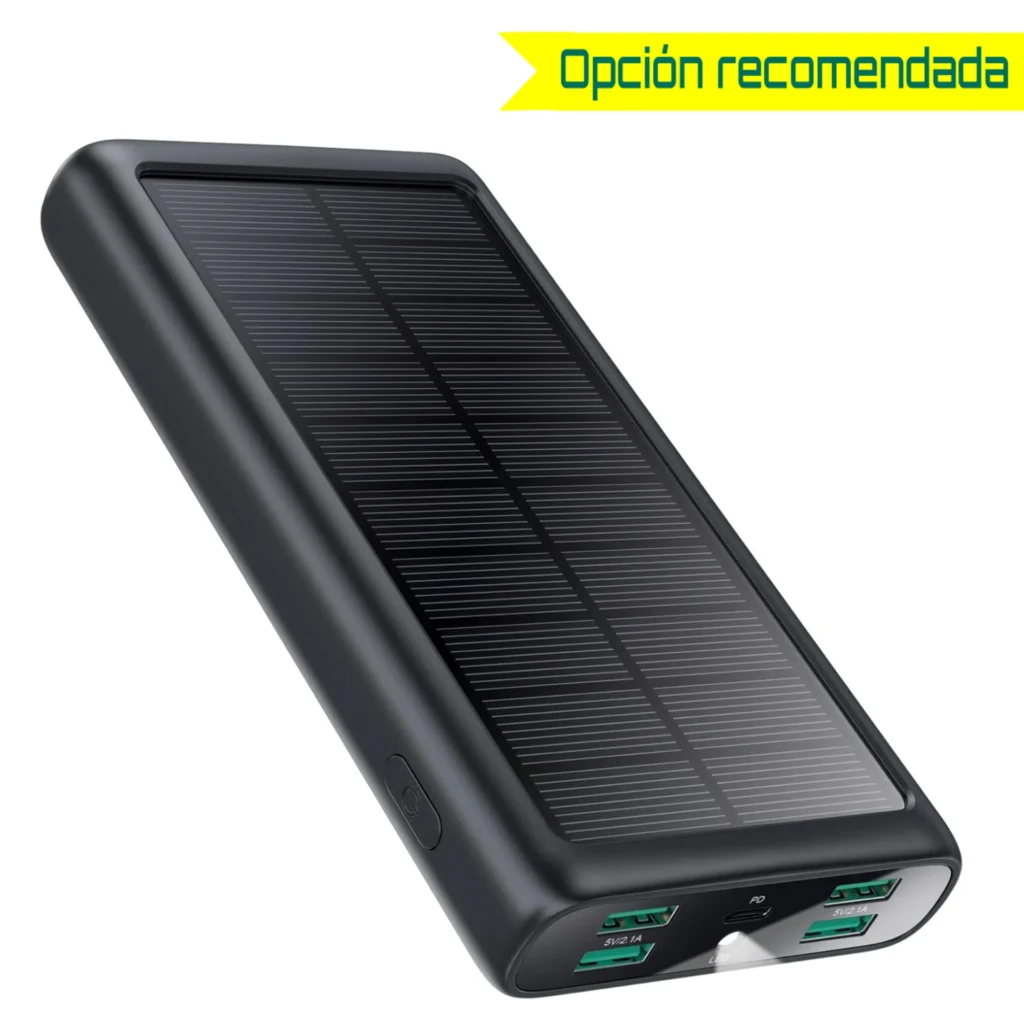 Power bank solar AXNEB 26800mAh con panel solar integrado para recarga de teléfonos en exterior