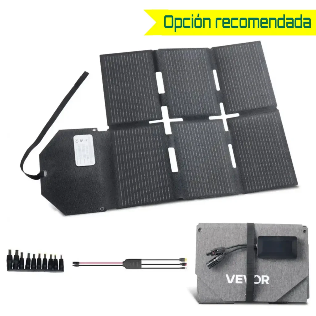 Panel solar plegable VEVOR 60W para carga directa de móviles y pequeños dispositivos USB